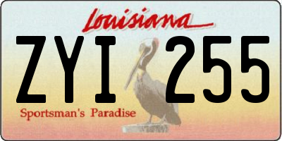 LA license plate ZYI255