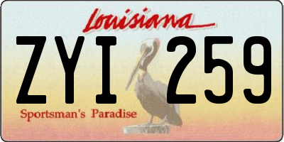 LA license plate ZYI259