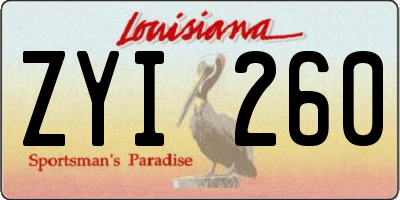 LA license plate ZYI260