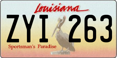 LA license plate ZYI263