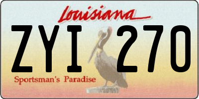 LA license plate ZYI270