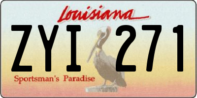 LA license plate ZYI271