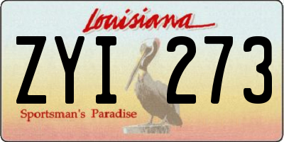 LA license plate ZYI273