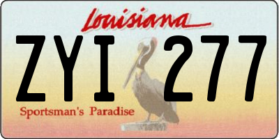 LA license plate ZYI277