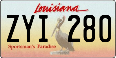 LA license plate ZYI280