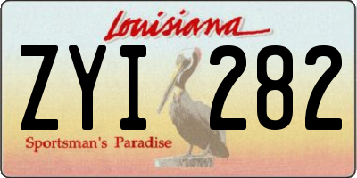 LA license plate ZYI282