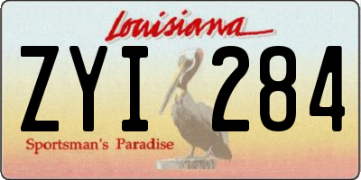 LA license plate ZYI284