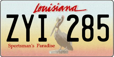 LA license plate ZYI285