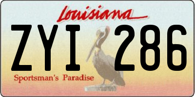 LA license plate ZYI286