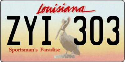 LA license plate ZYI303