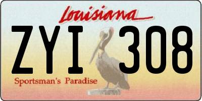 LA license plate ZYI308