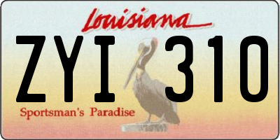 LA license plate ZYI310