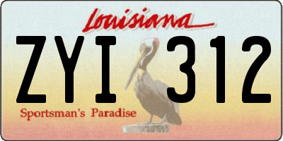 LA license plate ZYI312