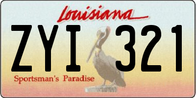LA license plate ZYI321