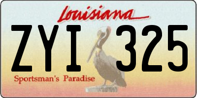 LA license plate ZYI325