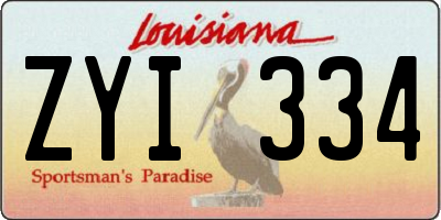 LA license plate ZYI334