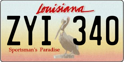 LA license plate ZYI340