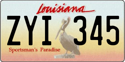LA license plate ZYI345