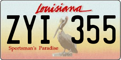 LA license plate ZYI355