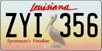 LA license plate ZYI356