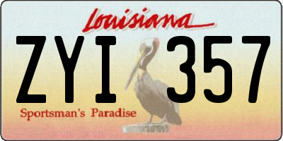 LA license plate ZYI357