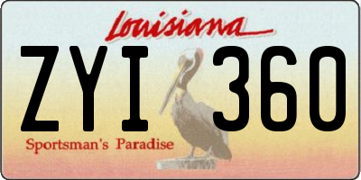 LA license plate ZYI360