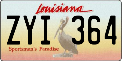 LA license plate ZYI364