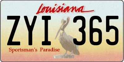 LA license plate ZYI365