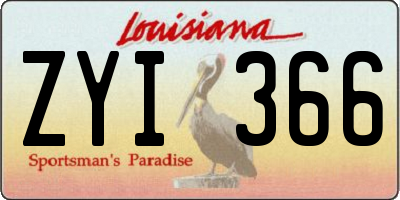 LA license plate ZYI366