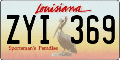 LA license plate ZYI369