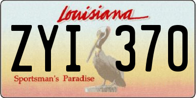 LA license plate ZYI370