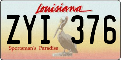 LA license plate ZYI376