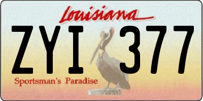 LA license plate ZYI377