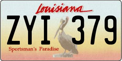 LA license plate ZYI379