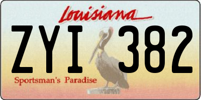 LA license plate ZYI382