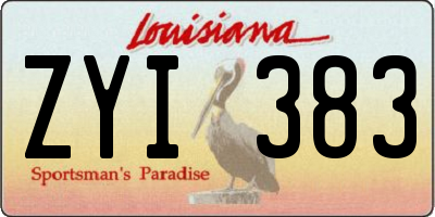 LA license plate ZYI383