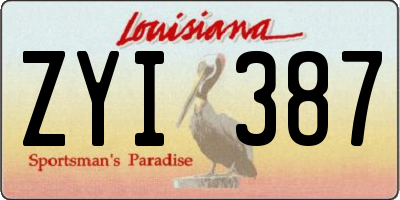 LA license plate ZYI387