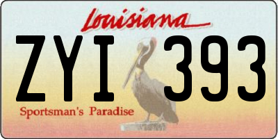 LA license plate ZYI393