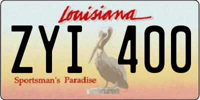 LA license plate ZYI400