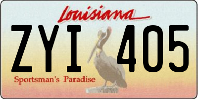 LA license plate ZYI405