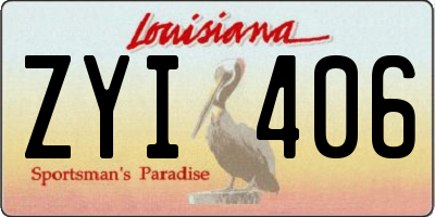 LA license plate ZYI406