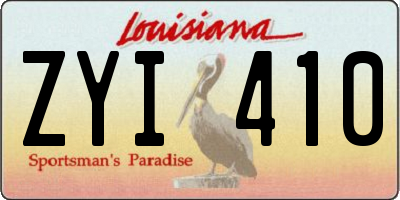 LA license plate ZYI410