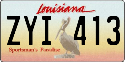 LA license plate ZYI413