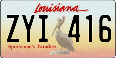 LA license plate ZYI416