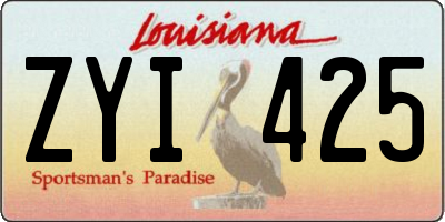 LA license plate ZYI425