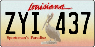 LA license plate ZYI437