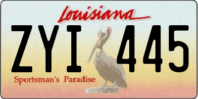 LA license plate ZYI445