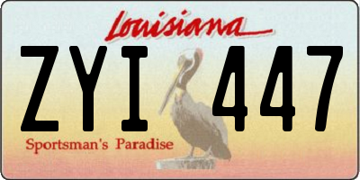 LA license plate ZYI447