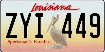 LA license plate ZYI449