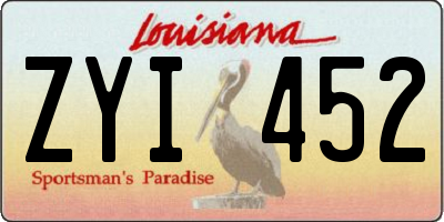 LA license plate ZYI452